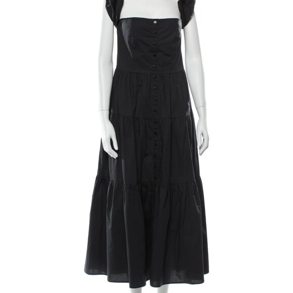 Staud Black Square Neckline Long Dress - Picture 1 of 4